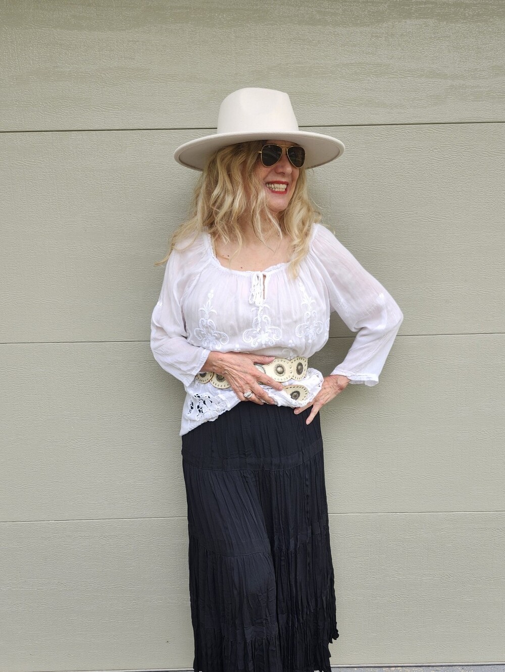 Carole Little Ex Cond Pro Clean Stretch-Waist Tiered Boho Maxi Skirt, M, $45